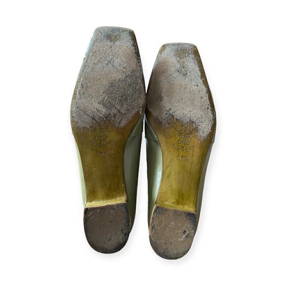 Michel Perry Square Toe Lace Up Flats, Green, Size 37.5 EU - Picture 9 of 13